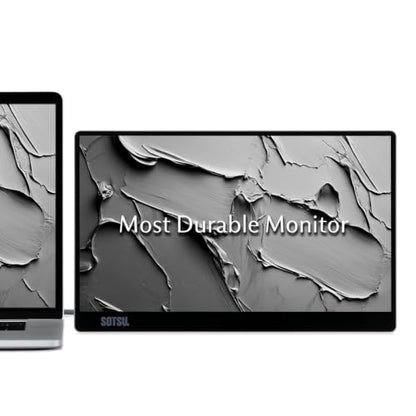SOTSU FlipAction Go 14" Premium Portable Monitor | Tempered Glass Cover | FHD 1080p | 400 Nits | 100% sRGB | Pivoting Screen | USB-C & Mini HDMI | 5W Speakers | Lightweight | Robust yet Lightweight - color: Metallic Gray