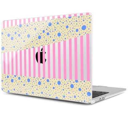 MEEgoodo Case for M5/M4/M3/M2 MacBook Air 13 inch Case 2026 2025 2024 2022, Fit Model A3449/A3240/A3113/A2681, Laptop Hard Shell Compatible with MacBook Air 13.6-inch, Pink Stripes & Blue Dots - color: Pink Stripes & Blue Dots