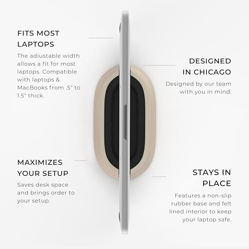HumanCentric Vertical Laptop Stand in Maple Wood, Adjustable | Upright Adjustable Holder & Dock, Laptop Vertical Stand Fits MacBook Pro and Other Laptops .5" to 1.5", Clamshell Compatible - color: Maple Wood
