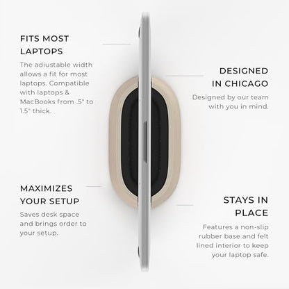 HumanCentric Vertical Laptop Stand in Maple Wood, Adjustable | Upright Adjustable Holder & Dock, Laptop Vertical Stand Fits MacBook Pro and Other Laptops .5" to 1.5", Clamshell Compatible - color: Maple Wood