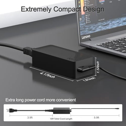Dzytnsy 65W USB C Laptop Charger Compatible with Lenovo Thinkpad X1 X13 T14 T15 T480s T580s T490/Yoga/Thinkbook/Chromebook/IdeaPad Series,Replacement for Lenovo Laptop Charger