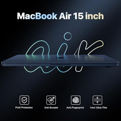 Macaset Case Compatible with MacBook Air 15 inch M5 2026-2023 M4-M2 Cover | Model A3448 A3241 A3114 A2941, Plastic Hard Shell Case & Scratch-Resistant - color: Midnight Clear