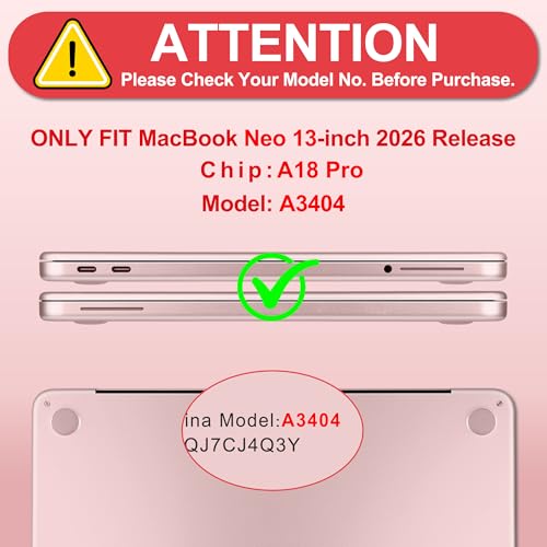 for MacBook Neo 13 Inch Case 2026 (Model A3404, A18 Pro chip), Stylish Pattern Protective Hard Shell with Screen Protector, Keyboard Cover & USB-C Adapter - Blush Polka Dots - color: Blush Polka Dots