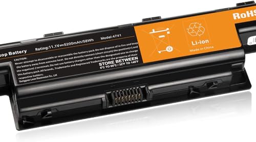 58Wh AS10D31 AS10D51 Laptop Battery for ACER Aspire 4253 4750 4551 4552 4738 4741 4771 5251 5253 5542 5551 5552 5560 5733 5741 5742 5750 7551 7552 7560 7741 7750 AS5741 - High Performance 5200mAh - size: 8.84*2.94*1.13inch