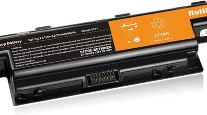 58Wh AS10D31 AS10D51 Laptop Battery for ACER Aspire 4253 4750 4551 4552 4738 4741 4771 5251 5253 5542 5551 5552 5560 5733 5741 5742 5750 7551 7552 7560 7741 7750 AS5741 - High Performance 5200mAh - size: 8.84*2.94*1.13inch