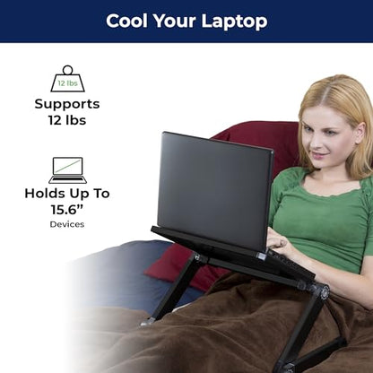 WorkEZ Light Adjustable Height Laptop Stand for Desk, Ergonomic Laptop Holder, Foldable Computer Stand, Cooling Computer Holder Notebook Riser for Desk, Black - color: Black