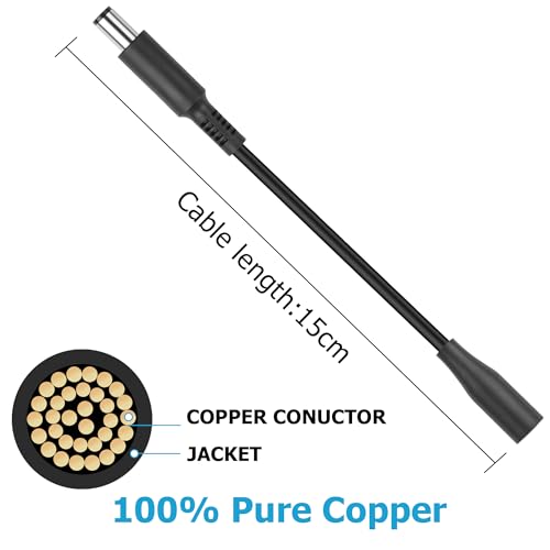 YAODHAOD DC 7.4mm x 5.0mm Adapter Converter Cable Compatible with Dell HP Laptops DC 4.5x3.0mm Female to 7.4x5.0mm Male Dedicated Converter Power Cord （2PCS）