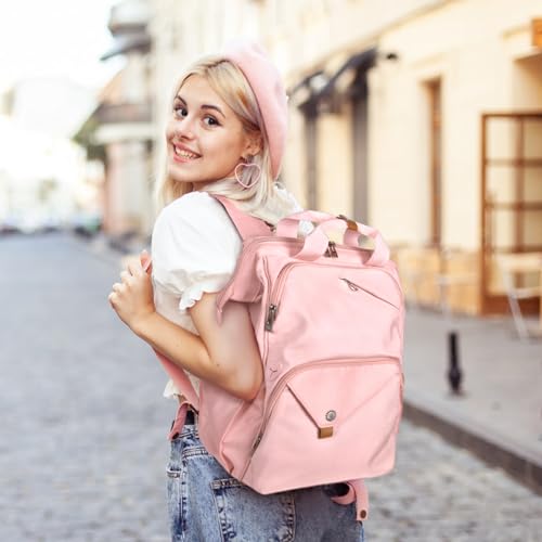Hap Tim Travel Backpack Carry On Flight Approved, Laptop Backpack Women, Work Backpack Woman, Teacher Backpack, Pink（7651-PK） - color: Pink
