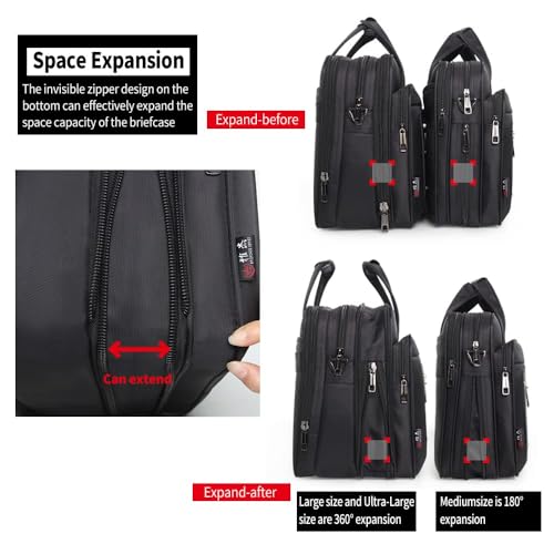 Large Briefcases For Men Canvas Tote Bag 15.6 Inch 17 Inch 19 Inch Laptop Case Work Bags Office Messenger Bag - style: Large Size（17 Inch）