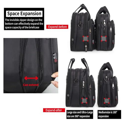 Large Briefcases For Men Canvas Tote Bag 15.6 Inch 17 Inch 19 Inch Laptop Case Work Bags Office Messenger Bag - style: Large Size（17 Inch）