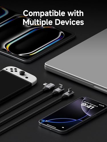 Hagibis USB4 Cable, Right Angle 90Degree Braided 80Gbps, 240W Fast Charging, 8K@60Hz USB4 V2.0 USB-C Cable for iPhone 17 16 15 Pro Max, iPad Pro, MacBook, Thunderbolt 5/4 (Middle 90 Degree, 1.6FT) - color: Middle 90 Degree, size: 1.6FT