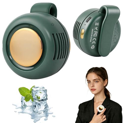 jintion Handheld Fan Portable Neck Waist Personal Mini Clip on Hand Fans Rechargeable Wearable for Shirt Belt That Deliver Refreshing Cool Breeze Under Held Cooling Wind Small 360° Rotatable - color: Green
