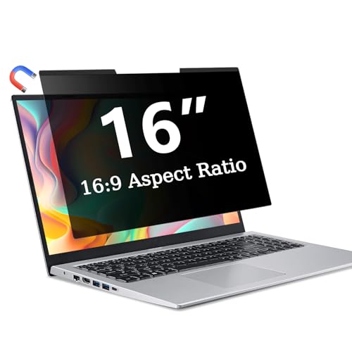 Magnetic Laptop Privacy Screen 16 Inch 16:9, Removable Privacy Filter | Compatible with Samsung HP Dell Asus Acer Sony Lenovo LG Thinkpad Toshiba, Anti Spy, Anti Glare, Blue Ray Reduction - size: 16 in 16:9 privacy screen