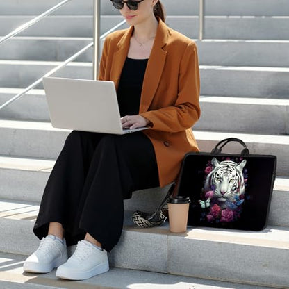 Laptop Bag,14 15 15.6 inch Laptop Case Sleeve,Computer Sleeve with Handle for Women Men,Carrying Case for MacBook,Dell,Lenovo,Notebook Computer,Cute White Tiger - color: Cute White Tiger