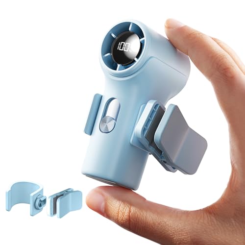 Mini Portable Clip on Fan,100 Speeds 18000 RPM High Velocity Personal Fans with LED Display,USB Rechargeable Small Handheld Fan with Lanyard for Travel,Indoor,Outdoor - color: Blue