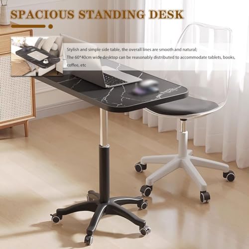 Height Adjustable Compact Laptop Desk, Pneumatic Sit Stand Table, Mobile Standing Desk with 5 Wheels, Portable Spacious Sofa Side Table, Easy to Install(B) - color: B