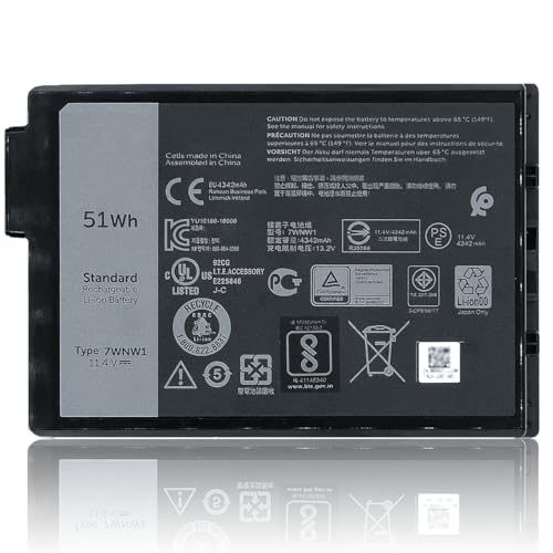 JOTACT 7WNW1 51Wh Laptop Battery Replacement for Dell Latitude 7424 5424 5420 Rugged Extreme P85G P86G P85G001 P86G001 P137G P137G001 P137G002 Series GK3D3 DMF8C DMF0C 6NNCF DP3KF 11.4V 4342mAh 3-Cell - size: 5.2*3.37*0.59 inch 7WNW1
