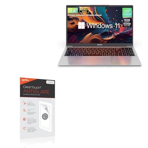 BoxWave Screen Protector Compatible with BHWW BaseBook Windows 11 Laptop (15.6 in) - ClearTouch Anti-Glare (2-Pack), Anti-Fingerprint Matte Film Skin