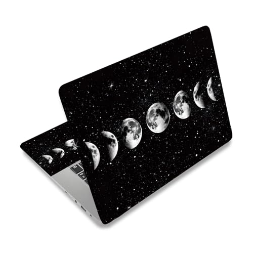 PLIGREAT 15 Inches Laptop Decal Sticker Skin Cover, Moon Phase Laptop Stickers Skins Decal Fits 12-15 Inch Laptops Universal Removable Vinyl Notebook Art Protector Cover Decals, Black White - color: Black White