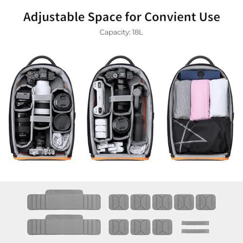 K&F CONCEPT Camera Backpack, DSLR/SLR/Mirrorless Photography Camera Bag | 18L Lightweight, 180 Degree Open, Custom Dividers, with 14in Laptop Compartment & Tripod Holder, for Canon/Nikon/Sony, B08 - style: Designer