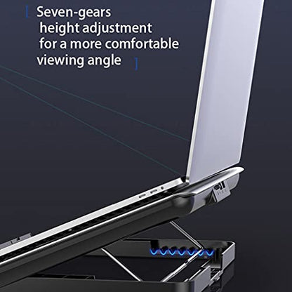 Gaming Laptop Cooler Silent Fan Metal Cooling Pads Port Portable Adjustable Notebook Stand for 12-16 Inch