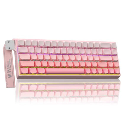 AULA WIN68 HE Mechanical Gaming Keyboard 60%, Hall Effect Magnetic Switch, Fast Trigger Mode Adjustable Actuation, 8000Hz Polling Rate, RGB Backlit, Wired Pink Keyboard for Laptop/PC Gamer - color: Pink-standard version