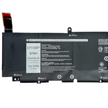 XG4K6 Laptop Battery 97Wh 8071mAh 11.4V Series XG4K6 001RR3 01RR3 | Compatible with Dell XPS 17 9700 9710 9720 9730 / Precision 5750 5760 5770 Series 0YY3V KRDHV 3ICP7/54/65-2