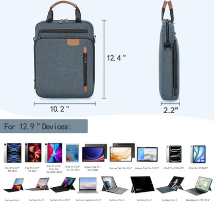 TORIBIO 13 Inch Tablet Sleeve Bag Padded Protective Travel Carrying Case | Fits 13" iPad Air M4 M3 M2, iPad Pro M5 M4 M2 M1, Samsung Galaxy Tab S9 FE+/S9+/S8+/S7 FE/S7+ 12.4" Surface Laptop Go 12.4" - color: Blue, size: 12.9 Inch