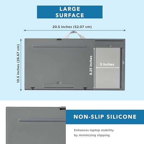 LAPGEAR Ergo Pro Lap Desk with 20 Adjustable Angles, Mouse Pad, and Phone Holder - Gray - Fits up to 15.6 Inch Laptops and Most Tablets - Style No. 49405 - color: Gray, size: Ergo Pro