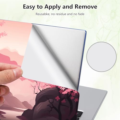 Laptop Skin Sticker Decal, Universal Reusable Vinyl Laptop Cover for 12" 13" 13.3" 14" 15" 15.4" 15.6" Notebook PC, Reusable Waterproof Scratch-Resistant with 2 Wrist Pads,Art Oriental Cherry - color: Art Oriental Cherry