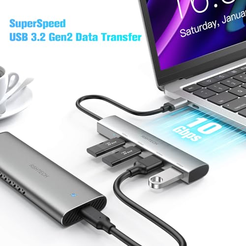 7-Port USB 3.2/USB C Hub with 10Gbps USB-A 3.2, 2 USB-C 3.2, 4 USB 3.0 Ports + 4 Ports USB A/USB C Hub 10Gbps