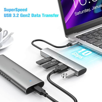RSHTECH 7-Port Powered USB C Hub 10Gbps with 3 USB 3.2, 4 USB 3.0 Ports + 4 Ports USB A/USB C Hub 10Gbps
