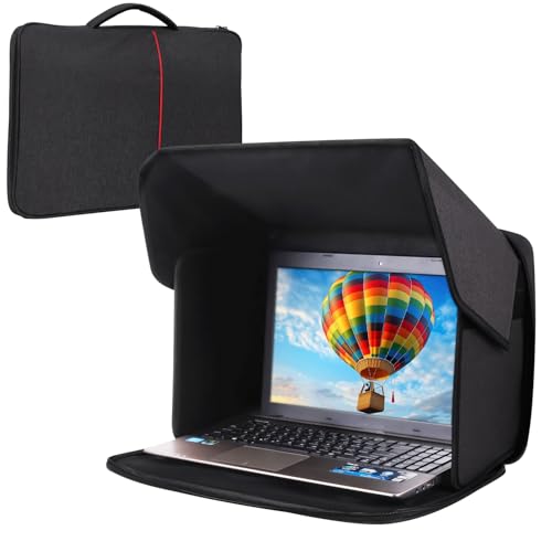 Laptop Sun Shade,Laptop Sun Shade for Working Outside,Foldable and Portable Screen Sun Glare Shield Sleeve,Outdoor Computer Cover,Privacy Protective Hood Sunshade Bag 12-14inch (Patent Pending) - size: 12-14inches