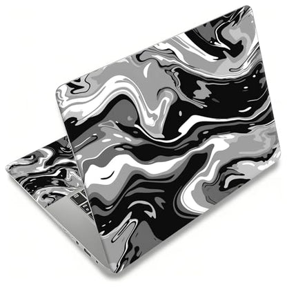 Laptop Skin Sticker for 12.1”-15.6“ Laptops (Fits 13”, 13.3”, 14”, 15”, 15.4”) | Protective Universal Reusable Vinyl Art Decal Cover | Waterproof & Scratch-Resistant-Black White Swirling Waves - color: Black White swirling Waves