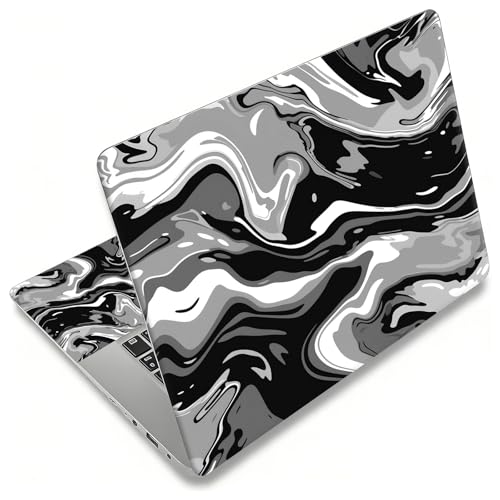 Laptop Skin Sticker for 12.1”-15.6“ Laptops (Fits 13”, 13.3”, 14”, 15”, 15.4”) | Protective Universal Reusable Vinyl Art Decal Cover | Waterproof & Scratch-Resistant-Black White Swirling Waves - color: Black White swirling Waves
