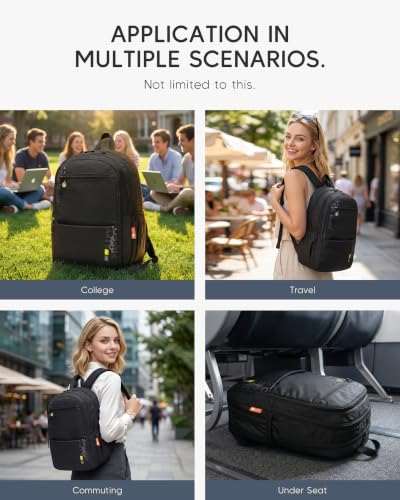 Airlines Personal Item Bag 17x10x9 Travel Backpack Carry On Flight Approved Lightweight Causal Bookbag for College (Black) - color: Black
