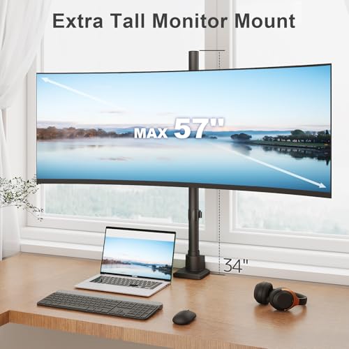 Monitor-Arm Ultrawide Heavy Duty 24-57'' - Extra Tall Aluminum Single Monitor Mount Holds up to 59.4lbs, Adjustable Desk Mount Stand, VESA 75/100 mm, Black - size: Extra Tall