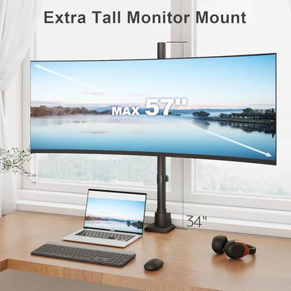 Monitor-Arm Ultrawide Heavy Duty 24-57'' - Extra Tall Aluminum Single Monitor Mount Holds up to 59.4lbs, Adjustable Desk Mount Stand, VESA 75/100 mm, Black - size: Extra Tall