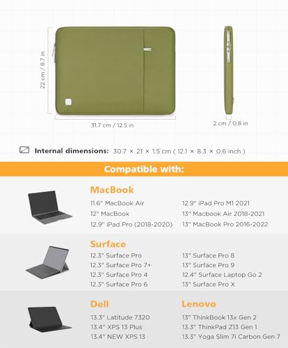 NIDOO 11 Inch 13 Inch Laptop Sleeve Computer Carrying Case Bag for 13" iPad Pro M2 M4 / 13" iPad Air M2/Surface Pro 10 9 X/ 13" MacBook Pro Air/12.7" Lenovo Tab P12 / 13" Dell Pro 13 Premium, Green - color: Green, size: 11.6 Inch / 12 inch New MacBook