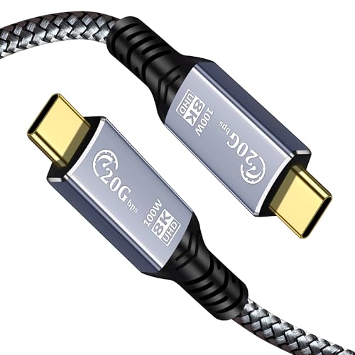 Tan QY USB C Monitor Display Cable 10FT, 8K USB C 3.2 Gen 2X2 Video Cable, 20Gbps high-Speed Data Transfer, 100W Charging, Suitable for iPhone 15/16 Plus Pro Max, MacBook, iPad, etc(Silver, 10FT) - size: 10FT