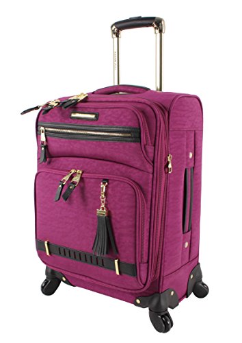 Steve Madden Designer-Gepckkollektion Leichter Softside-Koffer fr Damen und Herren strapazierfhige 50,8 cm groe Tragetasche mit 4 rollenden Spinner-Rdern, Peek-a-boo Purple, 20in, Carry on Bag With - color: Peek-a-boo Purple, size: 20 inches