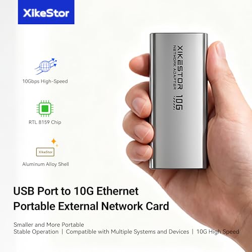USB C 10G Ethernet Adapter USB to 10Gb RJ45 Network Card | Realtek RTL8159, compatible with Thunderbolt 3/4/5, fanless aluminum cooling, low power for laptop, PC, NAS, Windows