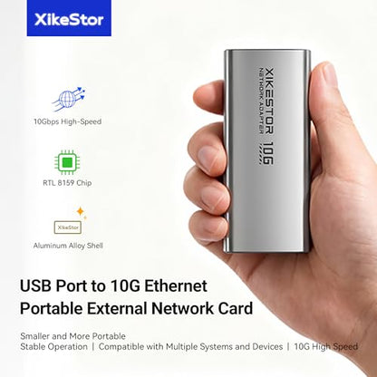USB C 10G Ethernet Adapter USB to 10Gb RJ45 Network Card | Realtek RTL8159, compatible with Thunderbolt 3/4/5, fanless aluminum cooling, low power for laptop, PC, NAS, Windows