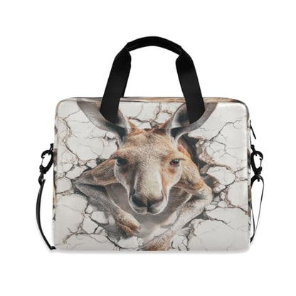 Laptop Zipper Case Portable Crossbody Messenger with Handle and Shoulder Strap 15.6 inch Computer Sleeve with Zipper 3d Kangaroo Marble Back