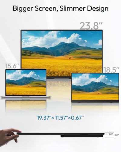MESWAO 24 Inch Portable Monitor 120Hz FHD IPS Laptop Screen Extender, Large Travel Monitor with NO-Tipping 180° Stand & VESA, HDMI USB-C Second Screen for MacBook PC Home Office Gaming - size: 23.8