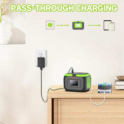 Solar Power Station with Panel, Portable Solar Power Bank with AC Outlet 120W Camping 110V Outlet Power Pack Fast Charging for Laptop Smart Devices RV VanLife Hiking Fishing Power Outage Backup