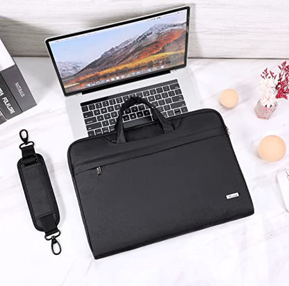Voova Laptop Case 13 14 15 16 17 Inch with Shoulder Strap, Waterproof Laptop Bag Sleeve Slim Briefcase - color: Black, size: 17-17.3 Inch