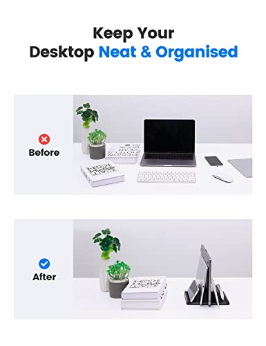 3-Slot Vertical Laptop Stand Holder,Adjustable ABS Plastic Desktop Notebook Dock,Vertical Laptop Stand Space-Saving for All MacBook/Surface/Samsung/HP/Dell/Chrome Book - size: 3-Slot
