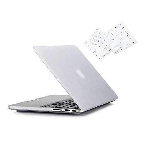 RUBAN Case Compatible with MacBook Pro 13 inch 2015 2014 2013 2012 (A1502 & A1425 Models), Plastic Hard Shell Case & Keyboard Cover for Old Version MacBook Pro Retina 13 Inch, Frost White - color: Frost Clear