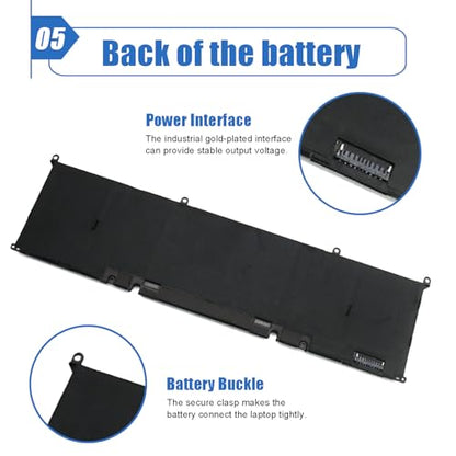 56Wh 8FCTC Laptop Battery Compatible with DELL XPS 15 9500 XPS 15 9500-R1505S -R1845S -R1845TS -R1945TS Series Notebook 3ICP7/73/64 DVG8M P8P1P 11.4V 4650mAh - size: 11.8*2.13*0.18 inch 8FCTC